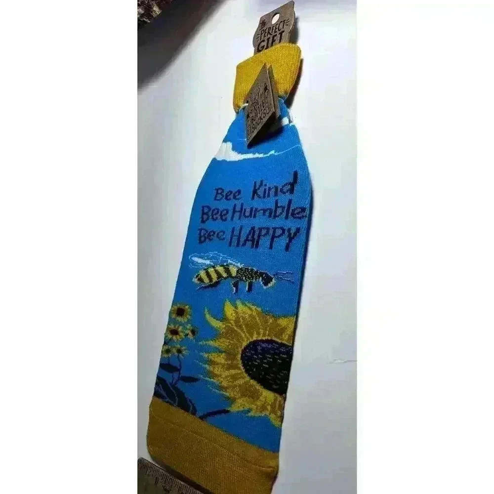 Bee Kind Bee Humble Bee Happy Sunflowers Wine Bottle Sock Primitives by Kathy